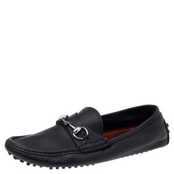 مملوكة مسبقًا Gucci Black Leather Horsebit Slip On Loafers Size 40