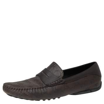 Pre Owned Gucci Brown Guccissima Leather Penny Loafers Size 42.5