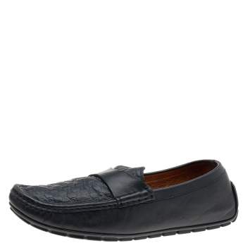 Pre Owned Gucci Black Guccissima Leather Penny Slip On Loafers Size 43.5