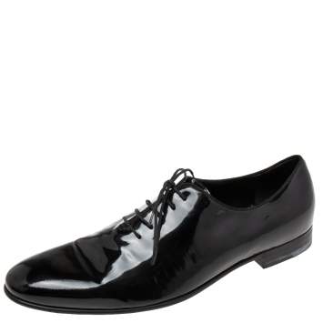 Pre Owned Gucci Black Patent  Leather Lace-up Derby Size43/5