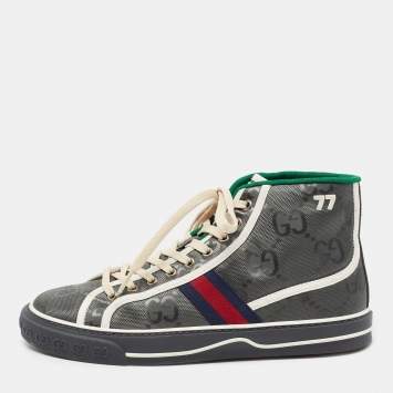 Pre Owned Gucci Grey Nylon Tennis 1977 High Top Sneakers Size 42 