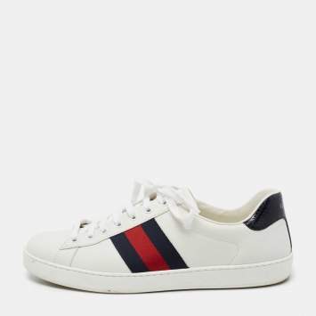 Pre Owned Gucci White Leather Ace Low Top Sneakers Size 43