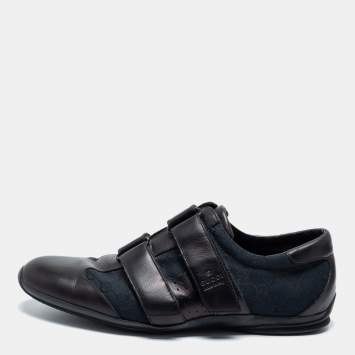 مملوكة مسبقًا Gucci Black Canvas And Leather Low Top  Sneakers  Size 42.5