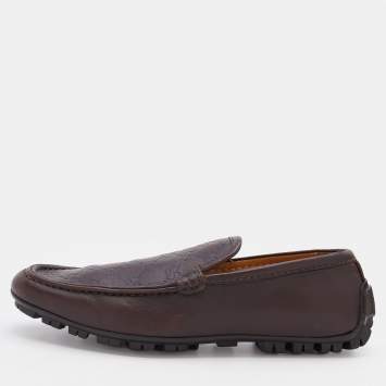Pre Owned Gucci Brown Guccissima Leather Slip On Loafers Size 39