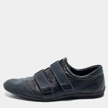 Pre Owned Gucci Black Guccissima Leather Lace Up Sneakers Size 44