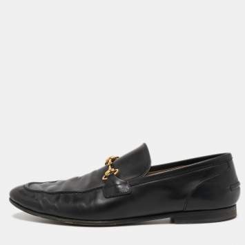 Pre Owned Gucci Black Leather Jordaan Loafers Size 43