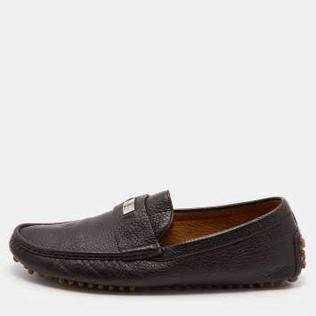 Gucci Dark Brown Leather Slip On Loafers Size 42.5