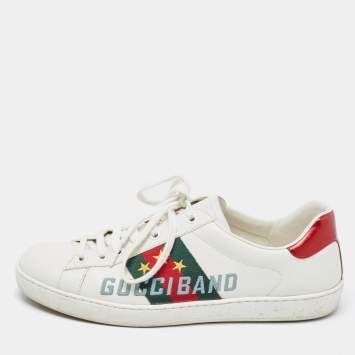 Pre Owned Gucci White Leather Ace Low Top Sneakers Size 40