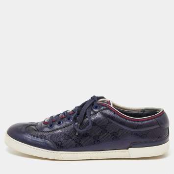 Pre Owned Gucci Blue GG Imprime Canvas and Leather Low Top Sneakers Size 42