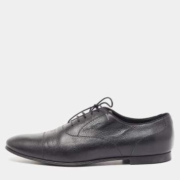 Pre Owned Gucci Black Leather Lace Up Oxfords Size 43