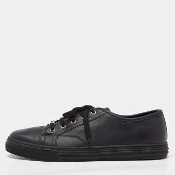 Pre Owned Gucci Black Leather Low Top Sneakers Size 43