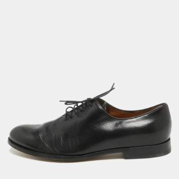 Pre Owned Gucci Black Leather Lace Up Oxfords Size 43