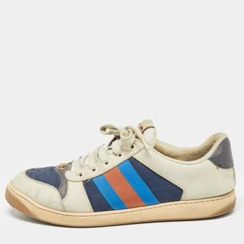 Pre Owned Gucci Multicolor Nubuck Leather and Canvas Screener Sneakers Size 43