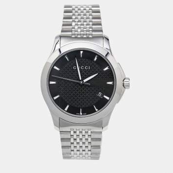 Gucci Black Stainless Steel G-Timeless 126.4 Unisex Wristwatch 38 mm