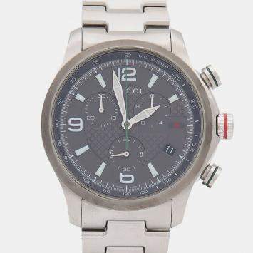 Pre Owned Gucci G Timeless Chronograph 126.2 Quartz Stainless Steel Men's Wristwatch 45 mm