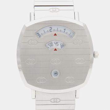 Pre Owned Gucci Grip 157.3 Quartz White Stainless Steel Men's Wristwatch 38 mm