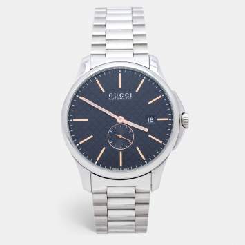Pre Owned Gucci Black Stainless Steel G-Timeless YA126312 Men's Wristwatch 40 mm 