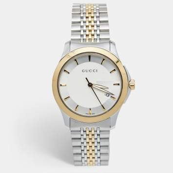 Gucci Silver Two-Tone Stainless Steel G-Timeless YA126409 Unisex Wristwatch 38 mm