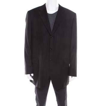 Pre Owned Guy Laroche Black Wool Three Button Luigi Sturzo Blazer 4XL