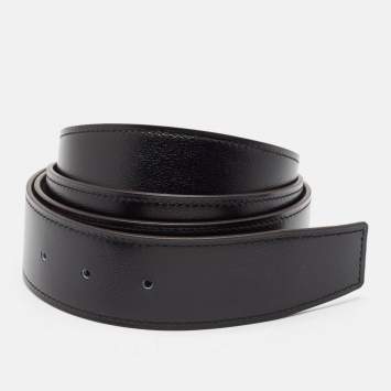 Pre Owned Hermes Noir/Etain Chamonix and Togo Leather Reversible Belt Strap 110 CM