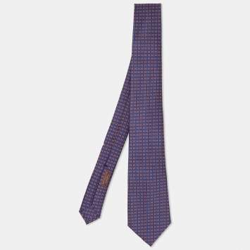 Pre Owned Hermes Bi-Color Silk Faconnee H Tie