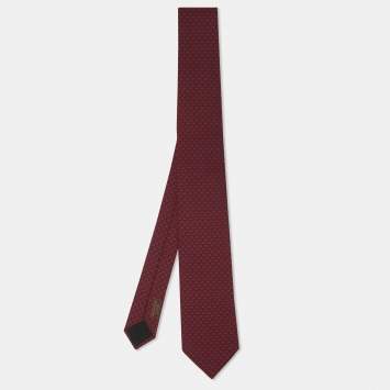 Pre Owned Hermès Burgundy Silk Hilario Tie
