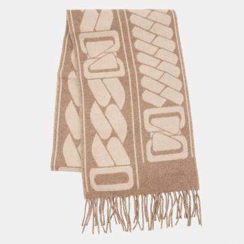 Pre Owned Hermes Cashmere Scarf Clic Se Nue Marron Grasset/Craie Cashmere100%