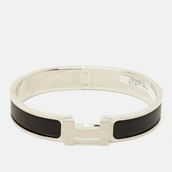 Pre Owned سوار هيرمس كليك إتش إتش ميناء أسود غير لامع معدني مطلي بالبلاديوم