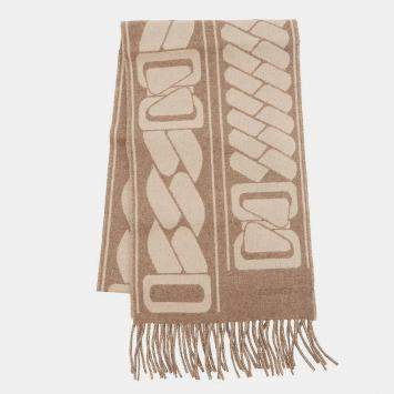 Pre Owned Hermes Cashmere Scarf Clic Se Nue Marron Grasset/Craie Cashmere100%