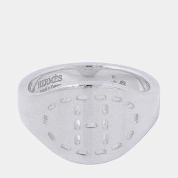 مملوكة مسبقًا Hermes Point Sellier Silver 925Ring Size GM EU 61 