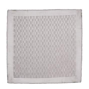 Pre Owned Hermes Grey Faconnee Grand H Silk Pocket Square