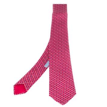 Pre Owned Hermès Fuchsia Pink 7 H Street Silk Tie