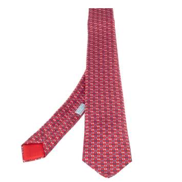 Pre Owned Hermès Rouge 7 H Street Silk Tie
