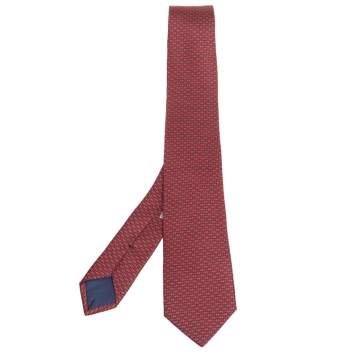 Pre Owned Hermes Terracotta 7 H Linge Silk Twill Tie 