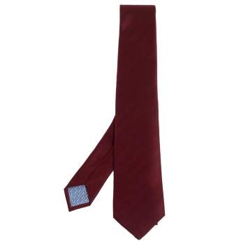 Pre Owned Hermes Rouge 7 Chevron Recto Verso Silk Tie 