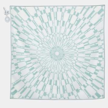 Pre Owned Hermes Vert D'eau Cotton Op'H Handkerchief