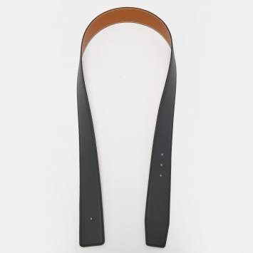 Hermes Black/Gold Epsom and Chamonix Leather Belt Strap 90CM