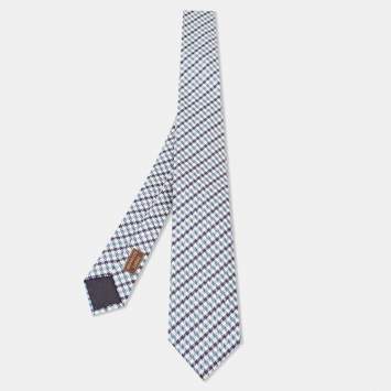 Pre Owned Hermès Blue English Boy Silk Jacquard Slim Tie