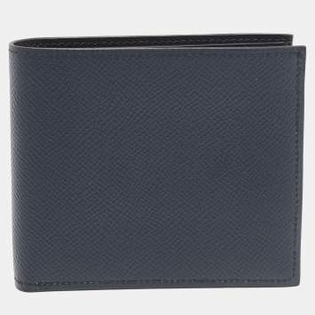 Pre Owned Hermes Bleu Indigo/Vert Cypres/Noir Epsom Leather MC² Copernic Compact Wallet 