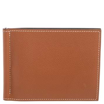 Pre Owned Hermes Gold/Vert Vertigo Evercolor Leather Poker Compact Wallet