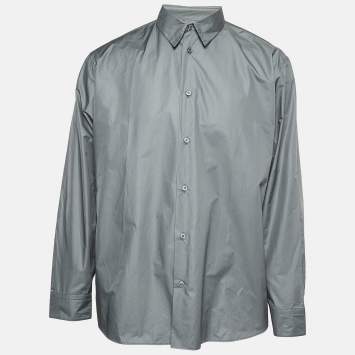 Hermès Grey Poplin Vert De Gris Shirt M