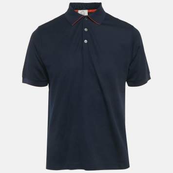 Pre Owned Hermes Navy Blue Double Jeu Technical Polo T-Shirt XL