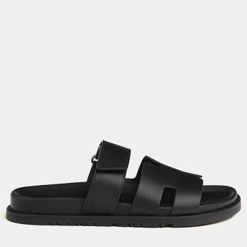 Pre Owned Hermes Chypre Sandal Size 42 Noir Calfskin 
