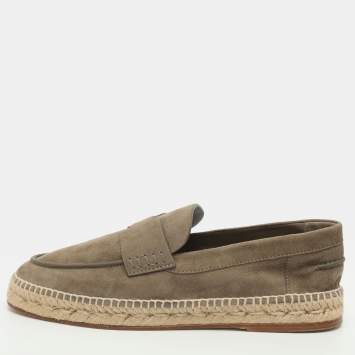 Pre Owned Hermès Trip Size 41 Etoupe Grey Suede Loafers