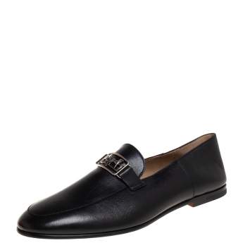 Hermes Noir Chevre Leather Tenor Loafers Size 42