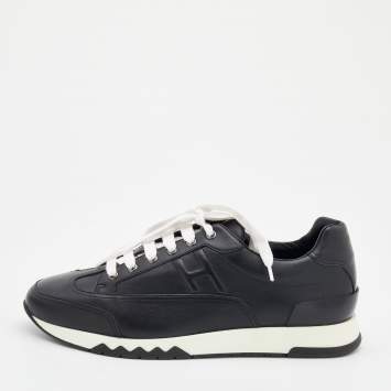 Pre Owned Hermès Black Leather Trail Low Top Sneakers Size 43.5