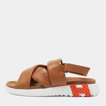 Hermes Brown Leather Electric Slingback Sandals Size 41