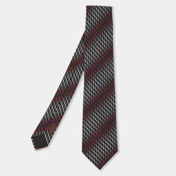 Pre Owned Hermès Black Wave Pattern Silk Classic Tie