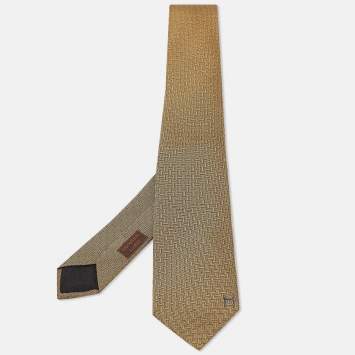 Pre Owned Hermès Yellow Terre D'H Silk Tie