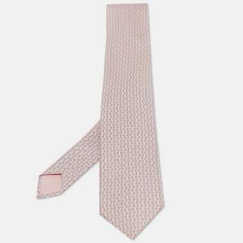 مملوكة مسبقًا Hermès Light Pink H Print Silk Tie